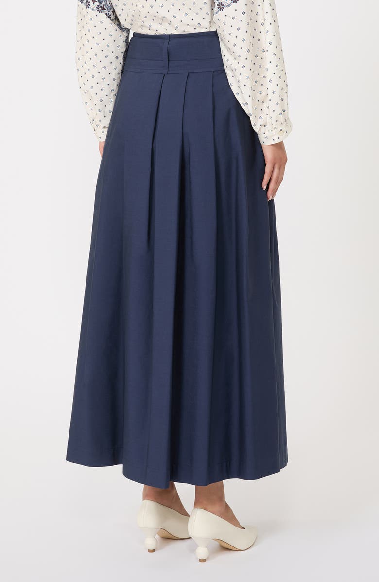 Weekend Max Mara Agiate Tie Waist Cotton Skirt, Alternate, color, Navy