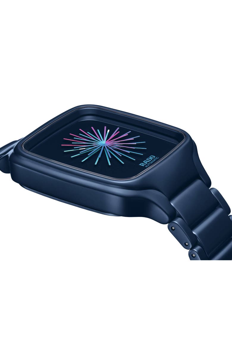 RADO True Square Over the Abyss Ceramic Bracelet Watch, 38mm, Alternate, color, 