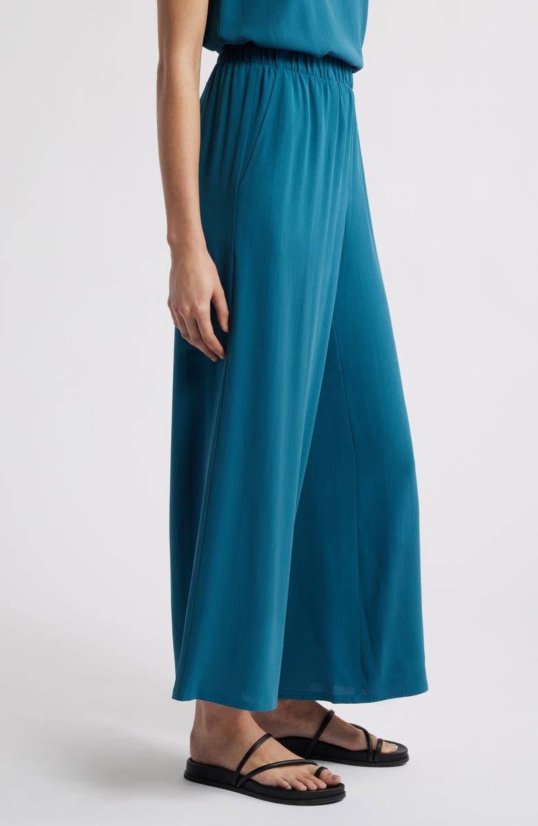 Eileen Fisher Silk Crepe Georgette Ankle Wide Leg Pants, Alternate, color, Harbr
