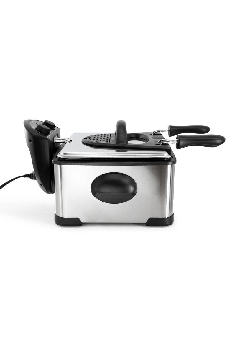 Megachef 4.23 Quart Stainless Steel Electric Deep Fryer with Timer, Alternate, color, Grey