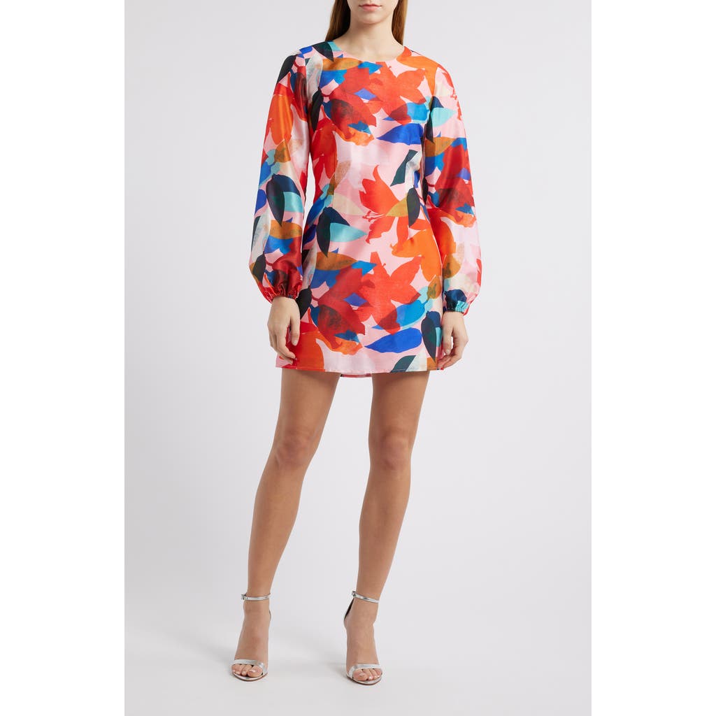 HUTCH HUTCH FLORAL LONG SLEEVE MINIDRESS