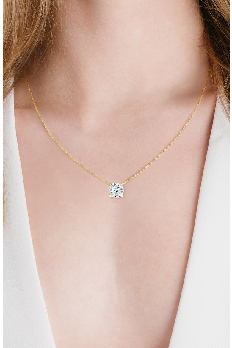 Bliss Cushion Cut Cubic Zirconia Pendant Necklace, Alternate, color, 18KYG/ CLEAR STONE