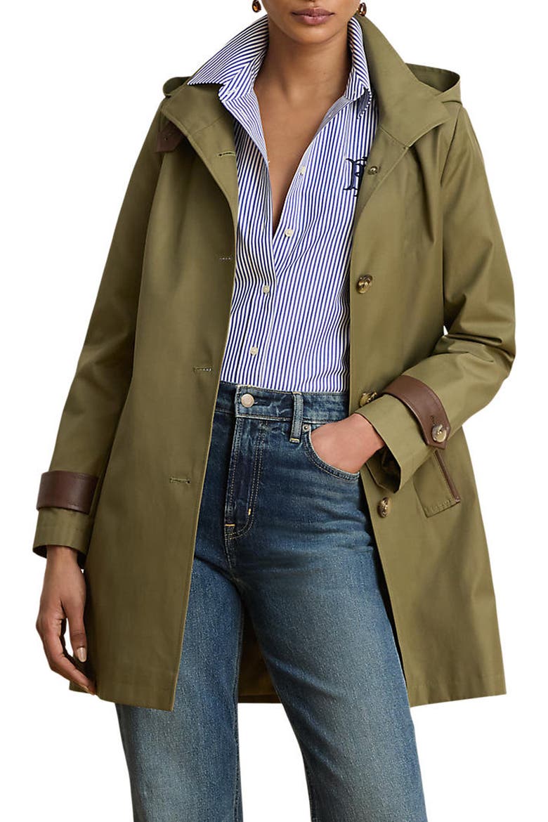 Hooded Cotton Blend Coat, Main, color, LIGHT AGAVE