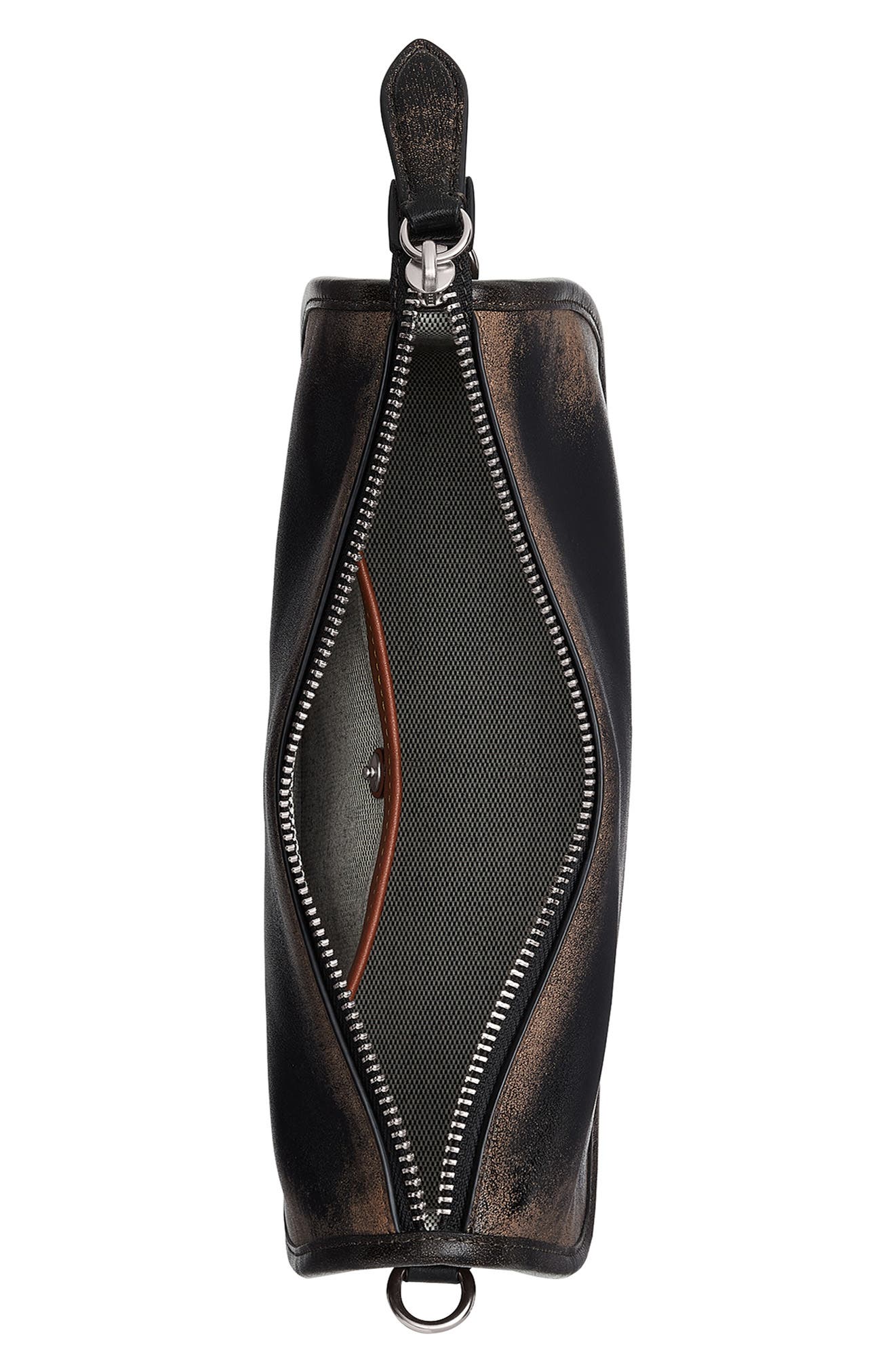 COACH Waverly Loved Leather Shoulder Bag, Alternate, color, Black Brown