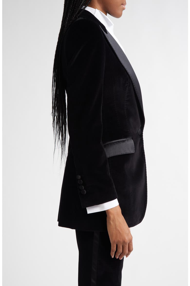 Turlington Velveteen & Satin Blazer, Alternate, color, N0000 NERO