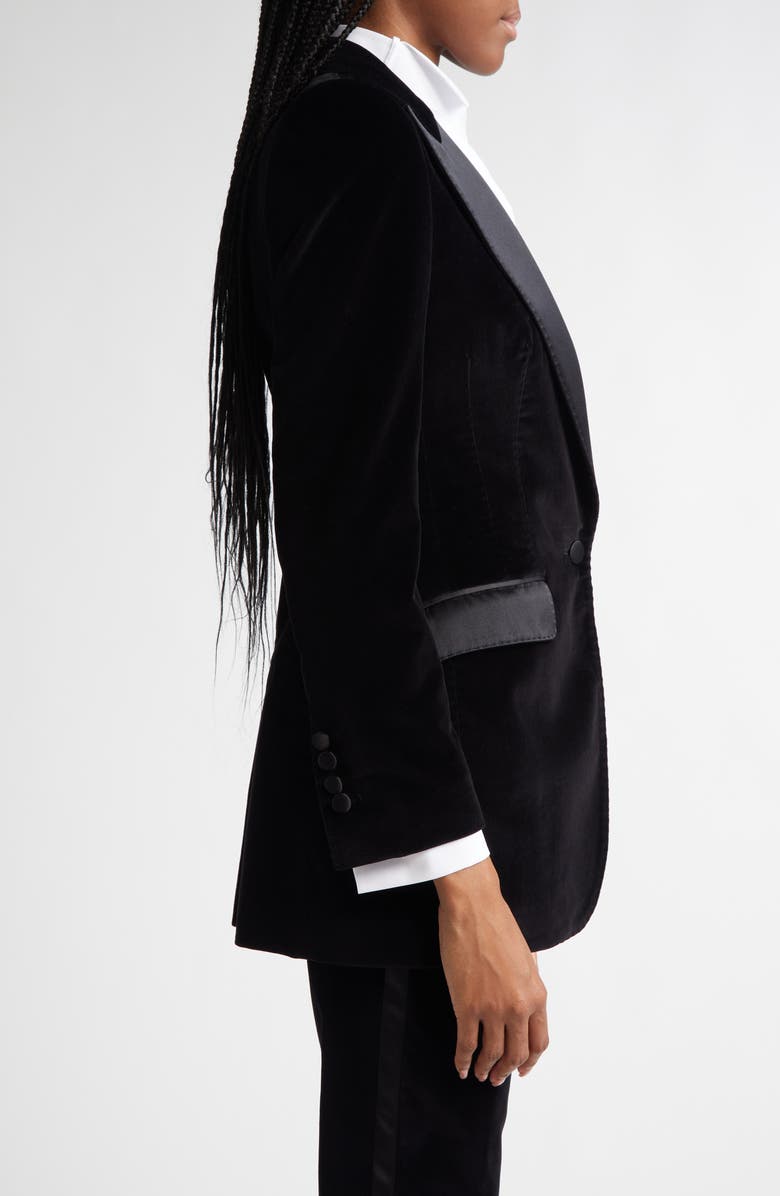 Dolce&Gabbana Turlington Velveteen & Satin Blazer, Alternate, color, N0000 Nero
