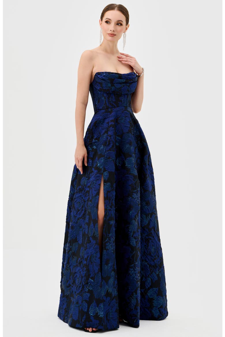 Zafiya Strapless Ball Gown, Alternate, color, NAVY