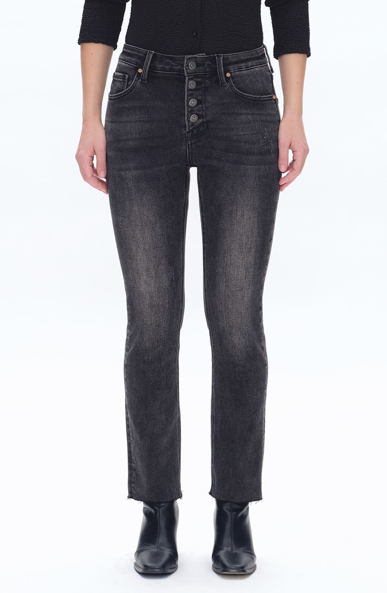 Bayeas High Waist Raw Hem Skinny Jeans, Main, color,