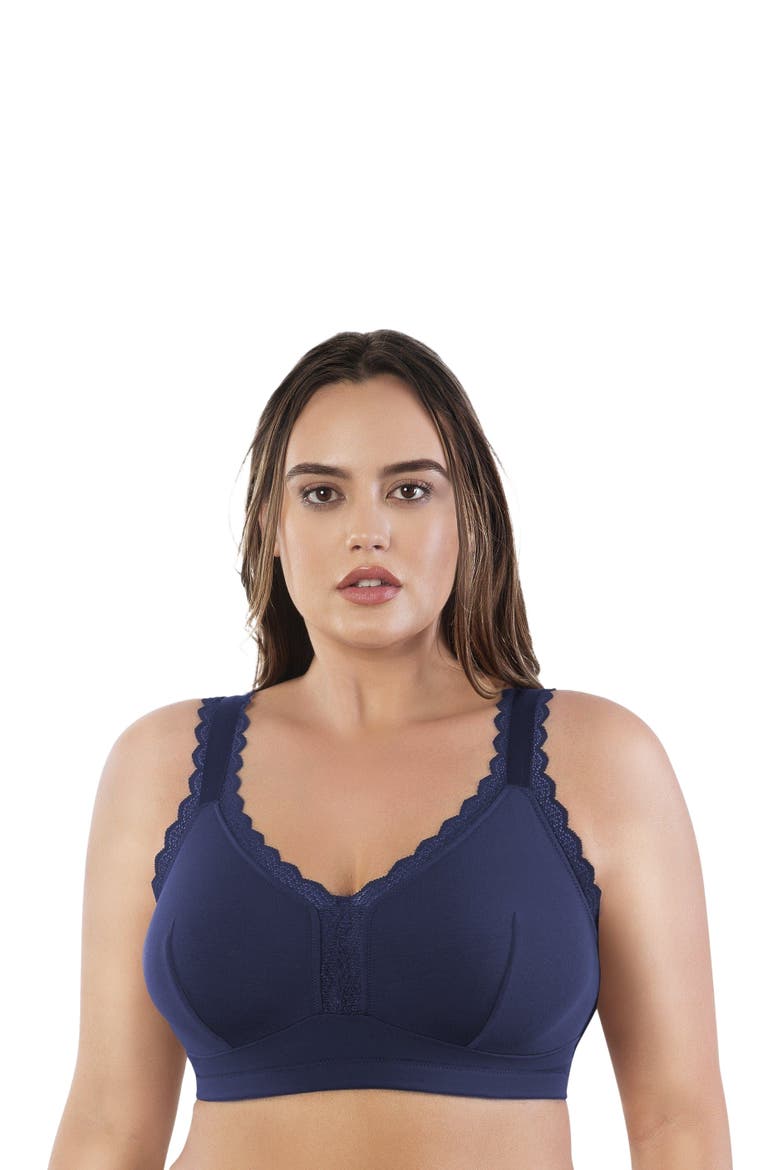 Dalis Wire-Free Bralette, Alternate, color, Navy