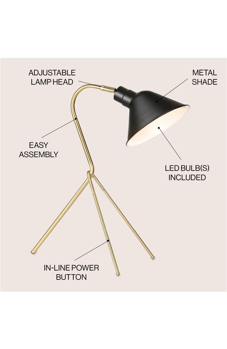JONATHAN Y Mae 20.25" Brass LED Task Lamp, Brass Gold/Black, Alternate, color, Brass Gold