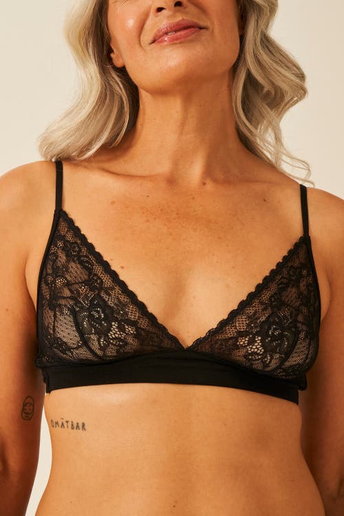 Stripe & Stare Eco Lace Triangle Bra & Original Knicker Set In Black
