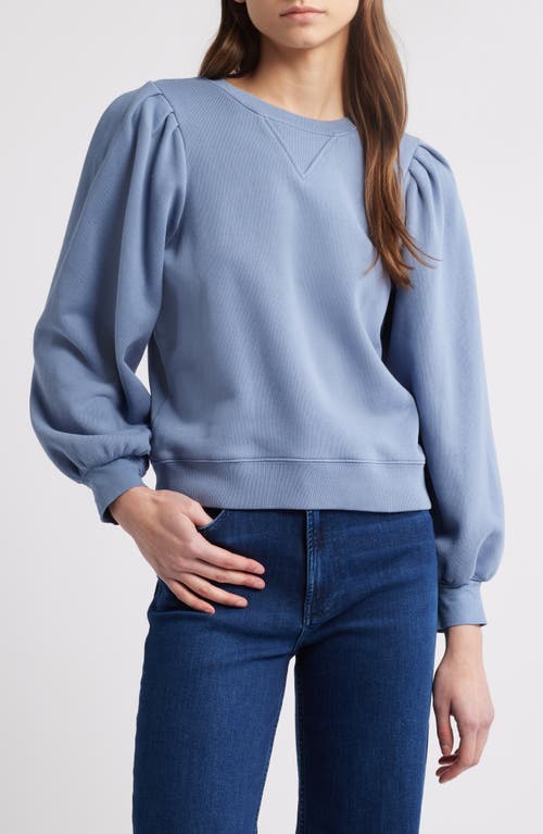 Rails Tiffany Balloon Sleeve Cotton Sweatshirt In Faded Periwinkle