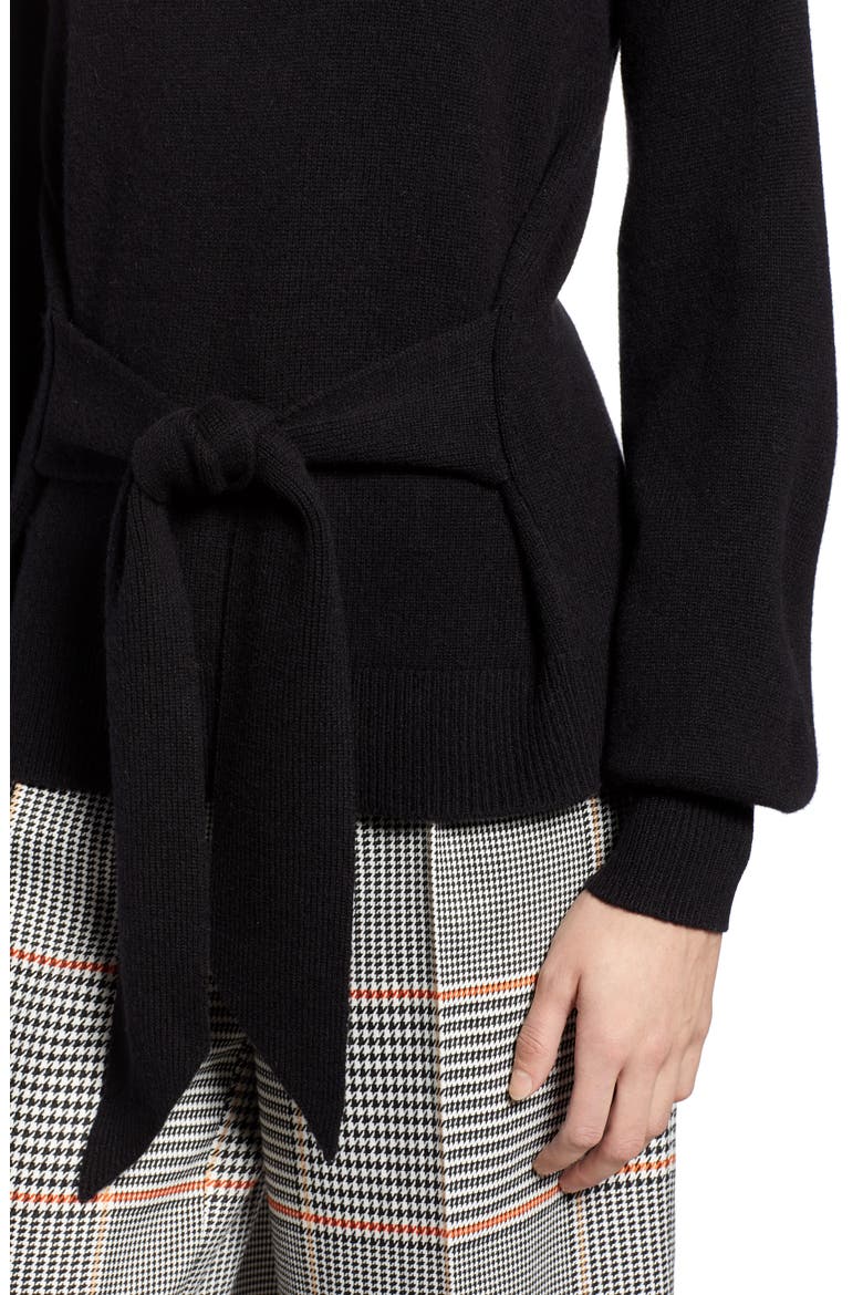 x Atlantic-Pacific Wool and Cashmere Blend Tie Sweater, Alternate, color, BLACK