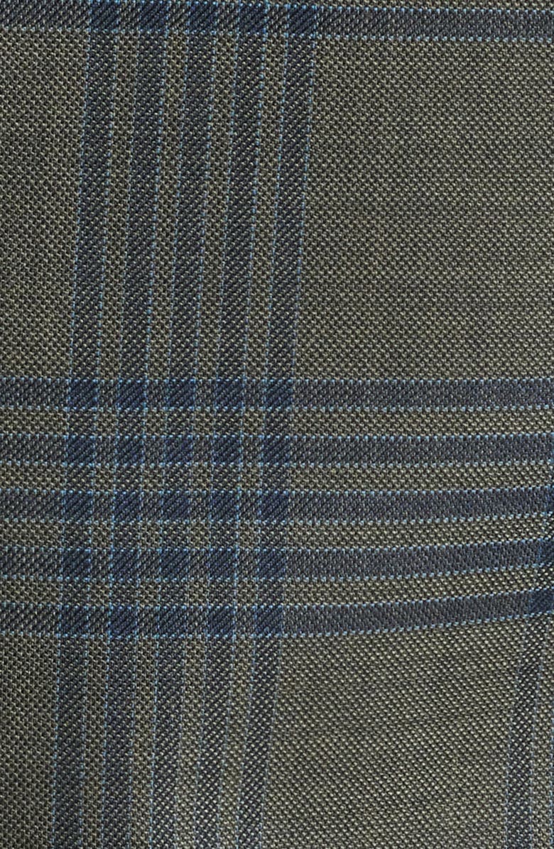 BOSS Hutson Slim Fit Grey Plaid Wool Sport Coat, Alternate, color, Open Green