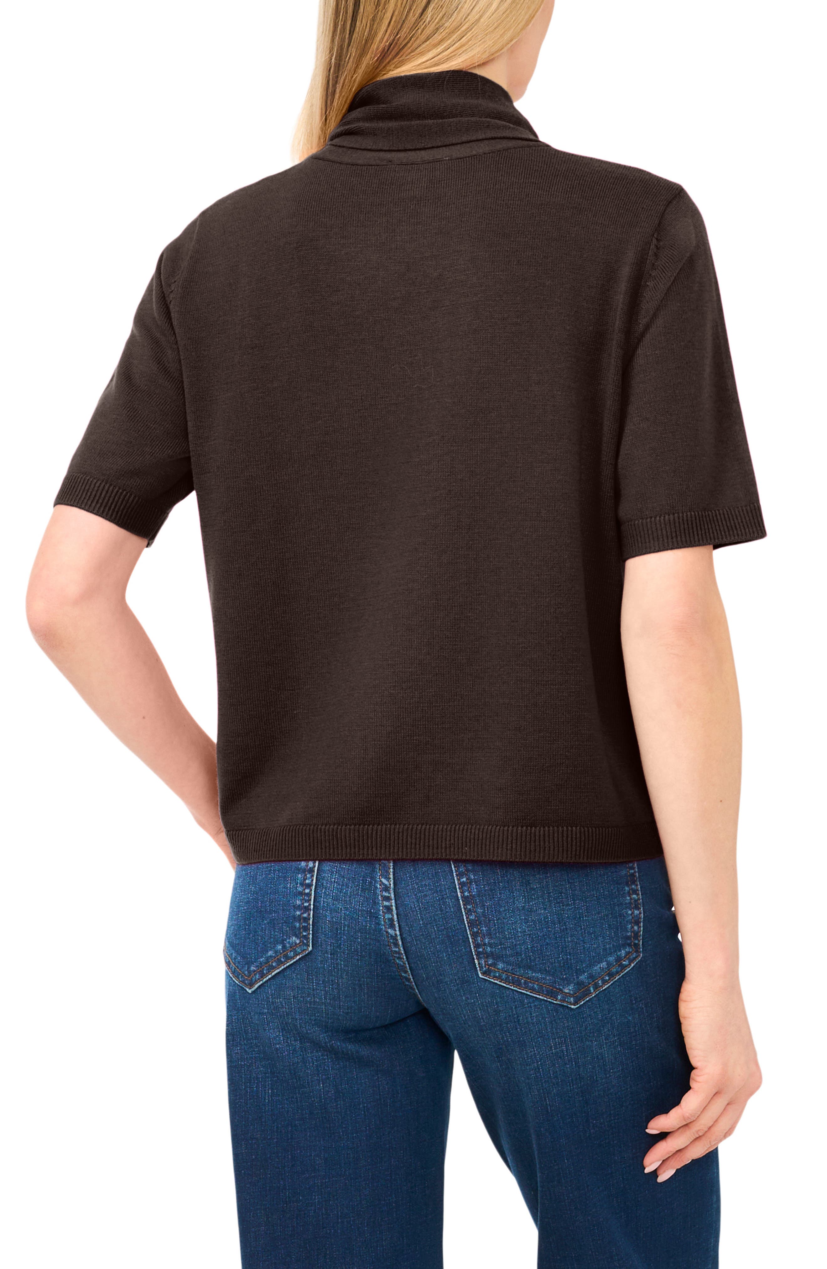Tie Neck Short Sleeve Sweater - image 4