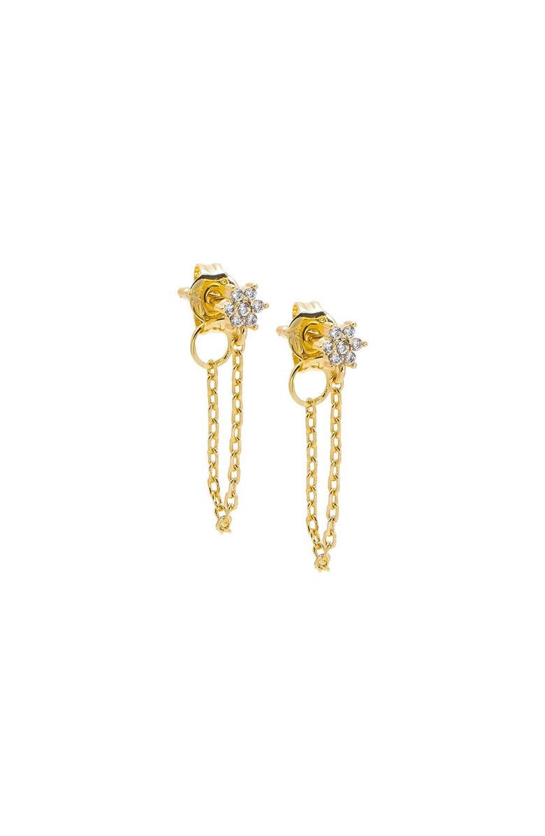 BY ADINA EDEN CZ Flower Cluster Front Back Chain Stud Earring, Main, color, Gold