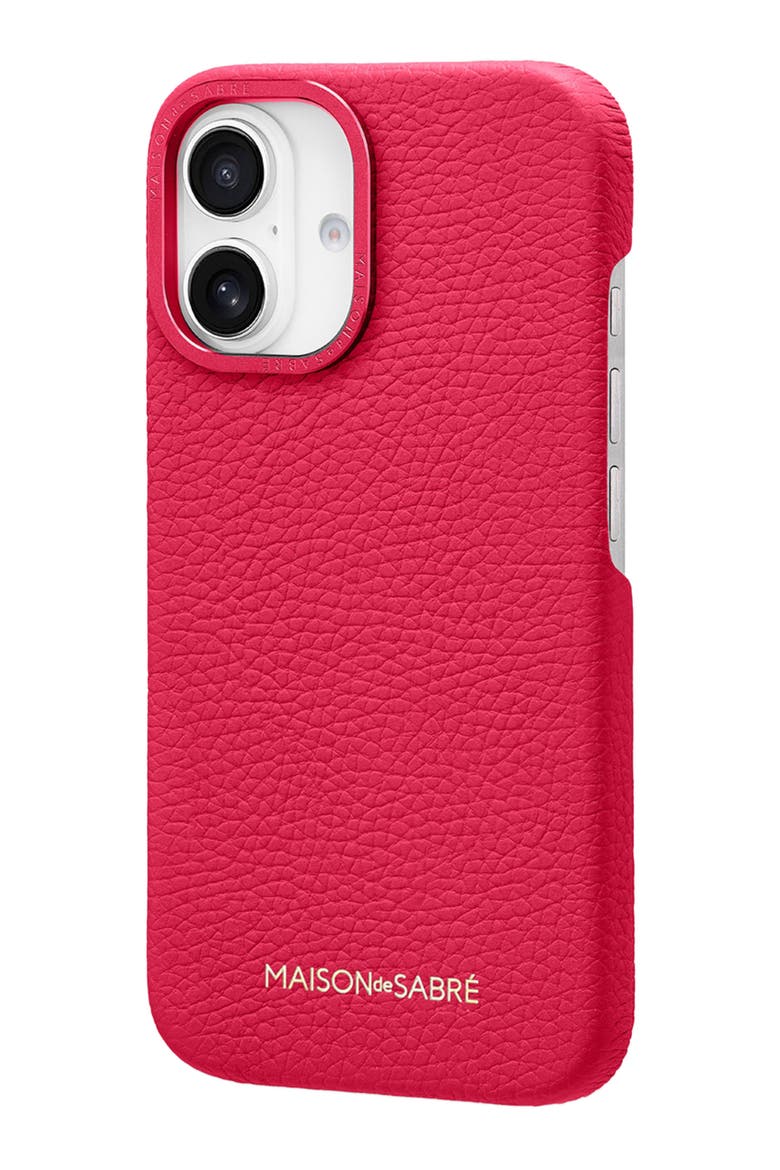 Leather Phone Case iPhone 16, Alternate, color, Shibuya Fuchsia