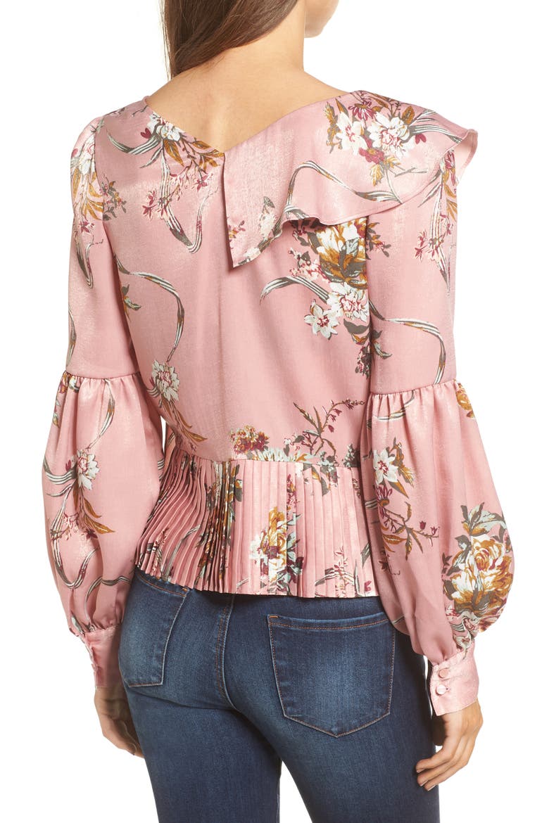 Asymmetrical Ruffle Top, Alternate, color, PINK ZEPHYR ANTOINETTE FLORAL