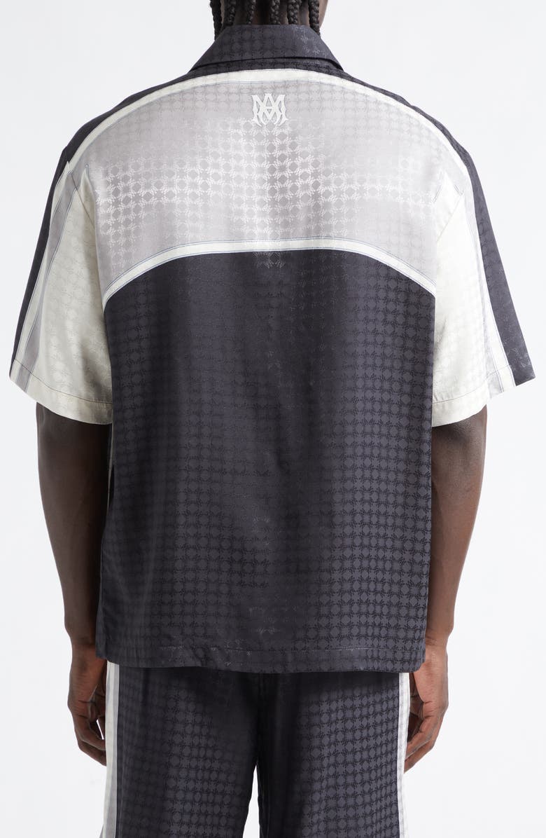 AMIRI MA Quad Panel Ovesize Satin Button-Up Shirt, Alternate, color, Black