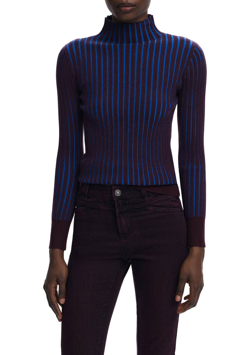 Fitted Rib Sweater, Main, color, PURPLE BLUE
