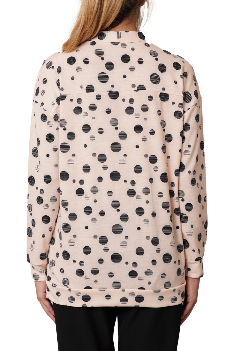 Drop Shoulder Dot French Terry Sweater, Alternate, color, PASTEL PINK/ BLACK