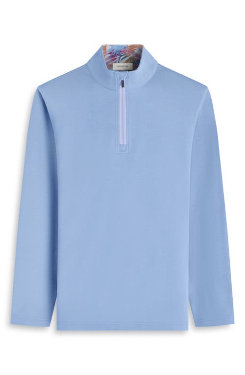 Bugatchi Solid Quarter Zip Pullover In Blue