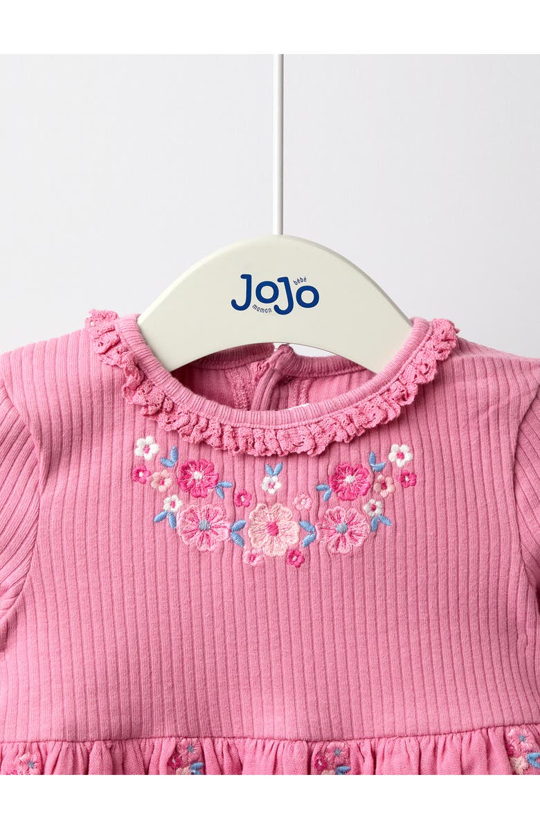 JOJO MAMAN BEBE Kids' Floral Embroidered Long Sleeve Cotton Dress, Alternate, color, Pink