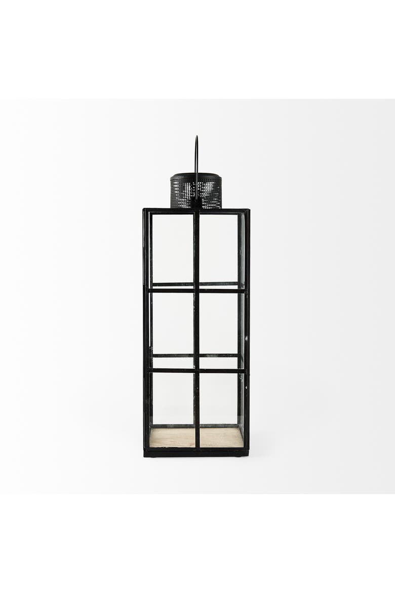 Gamfield  Metal and Glass Lantern, Alternate, color, Black