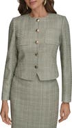 Donna Karan New York Button Front Tweed Jacket
