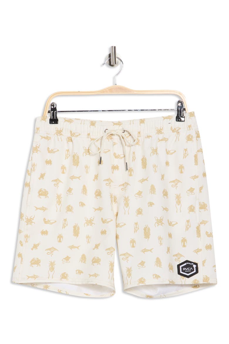 Sea Life Swim Trunks, Alternate, color, NATURAL