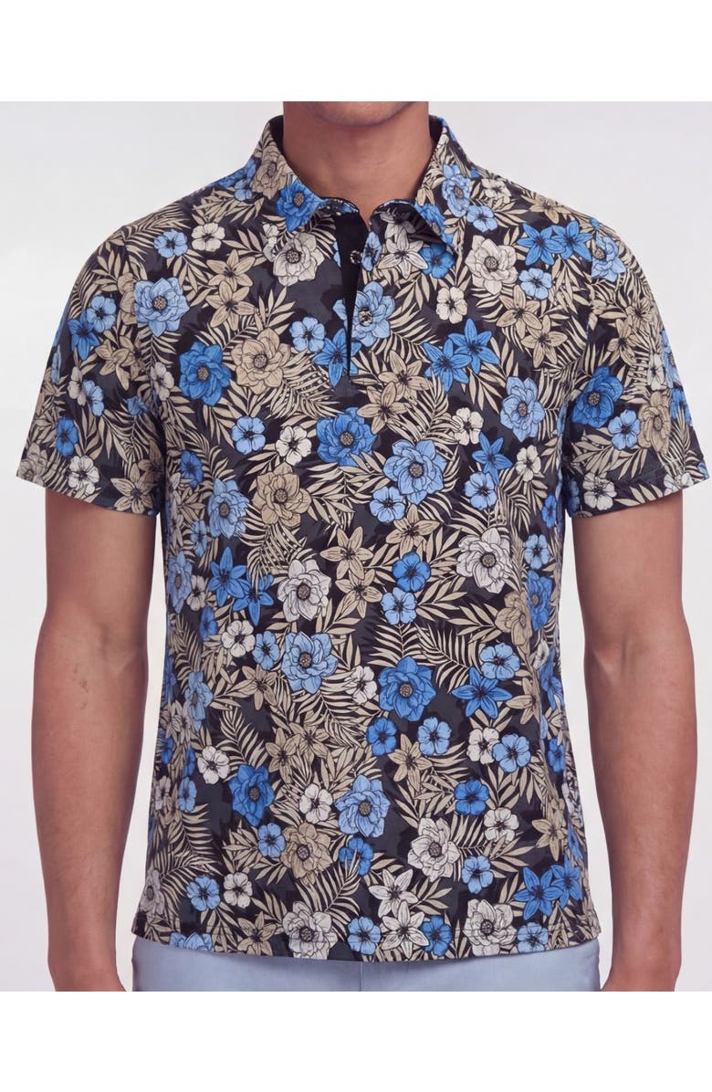 Lords of Harlech Tropical Mix Mens Knit Polo, Alternate, color, Tropical Mix Black