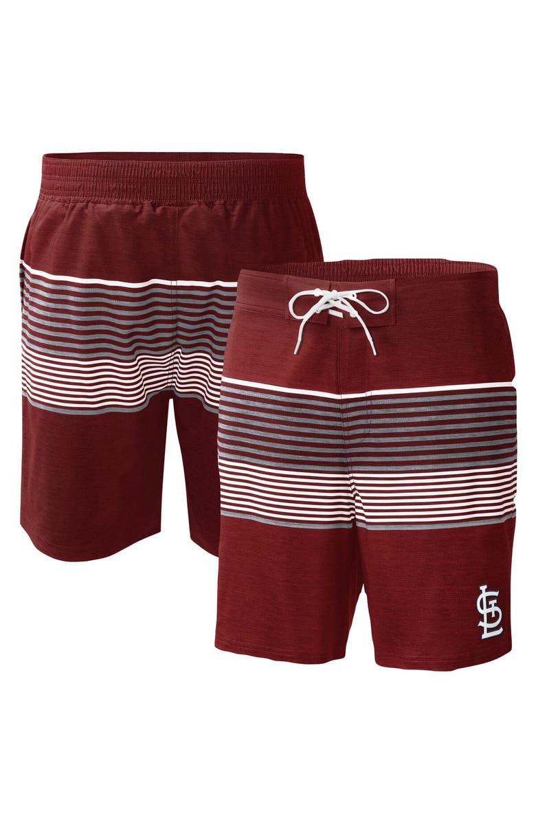 G-III SPORTS BY CARL BANKS Men's G-III Sports by Carl Banks Red St. Louis Cardinals Coastline Volley Swim Shorts, Main, color, Maroon