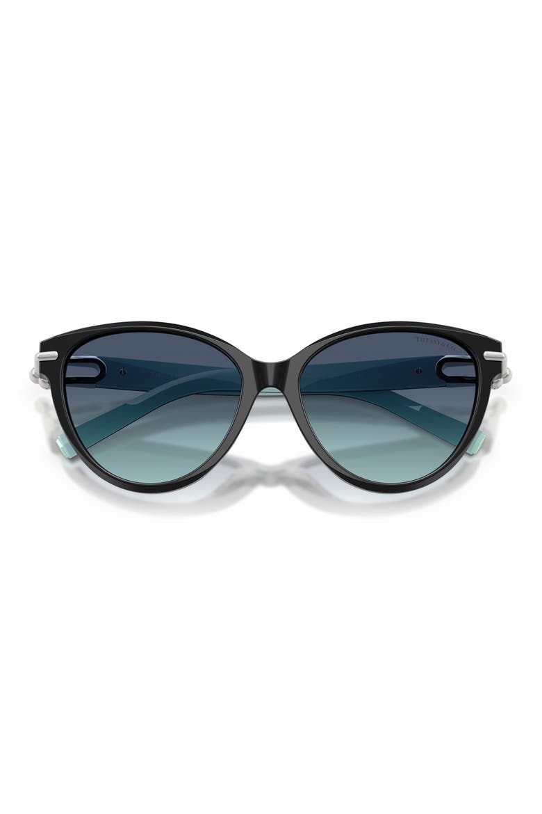 56mm Cat Eye Sunglasses, Alternate, color, BLACK / AZURE GRADIENT BLUE