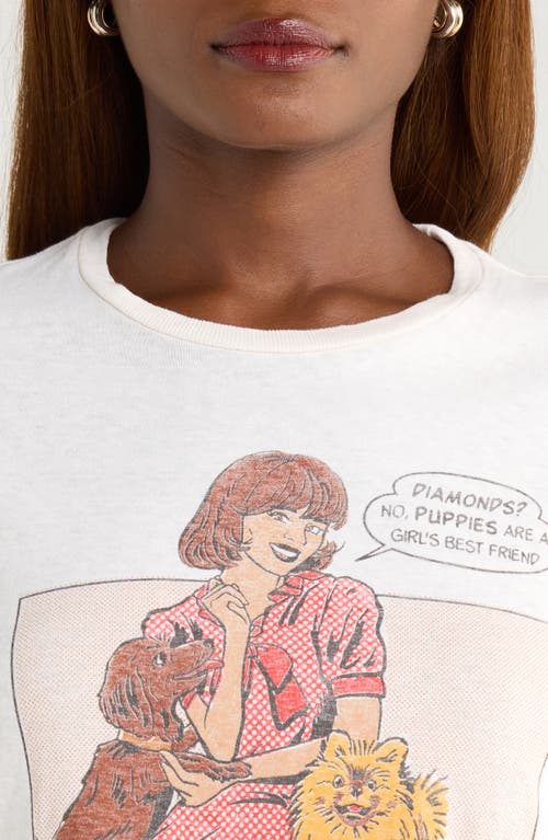 Re/done 50s Puppies Print Boxy Cotton & Recycled Cotton T-shirt In White