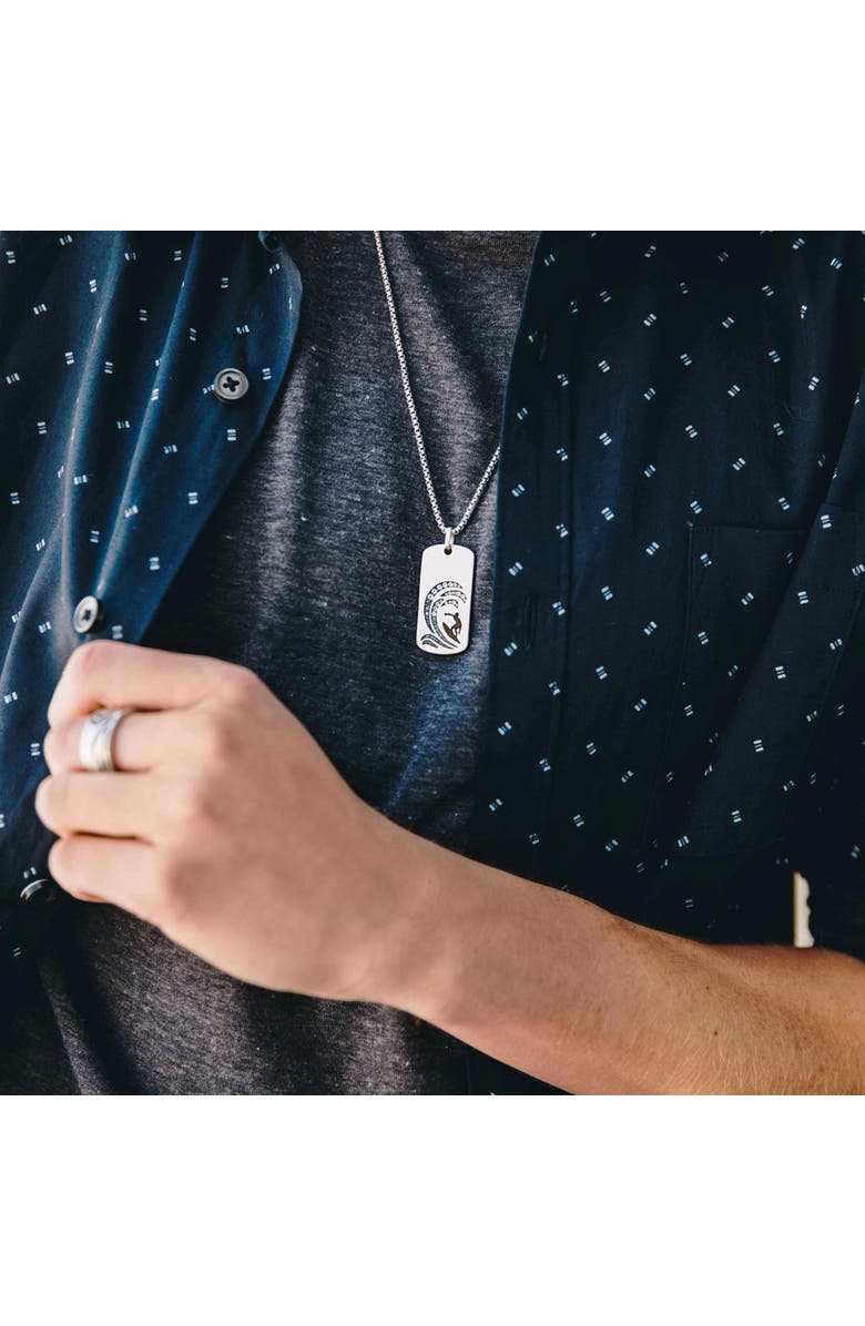 LuvMyJewelry Surfer Paradise Sapphire & Topaz Silver Tag Necklace, Alternate, color, Silver