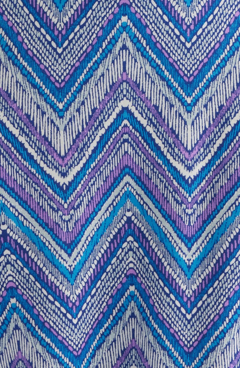 Loveappella Roll ZIgzag Floral Print Maxi Skirt, Alternate, color, Blue