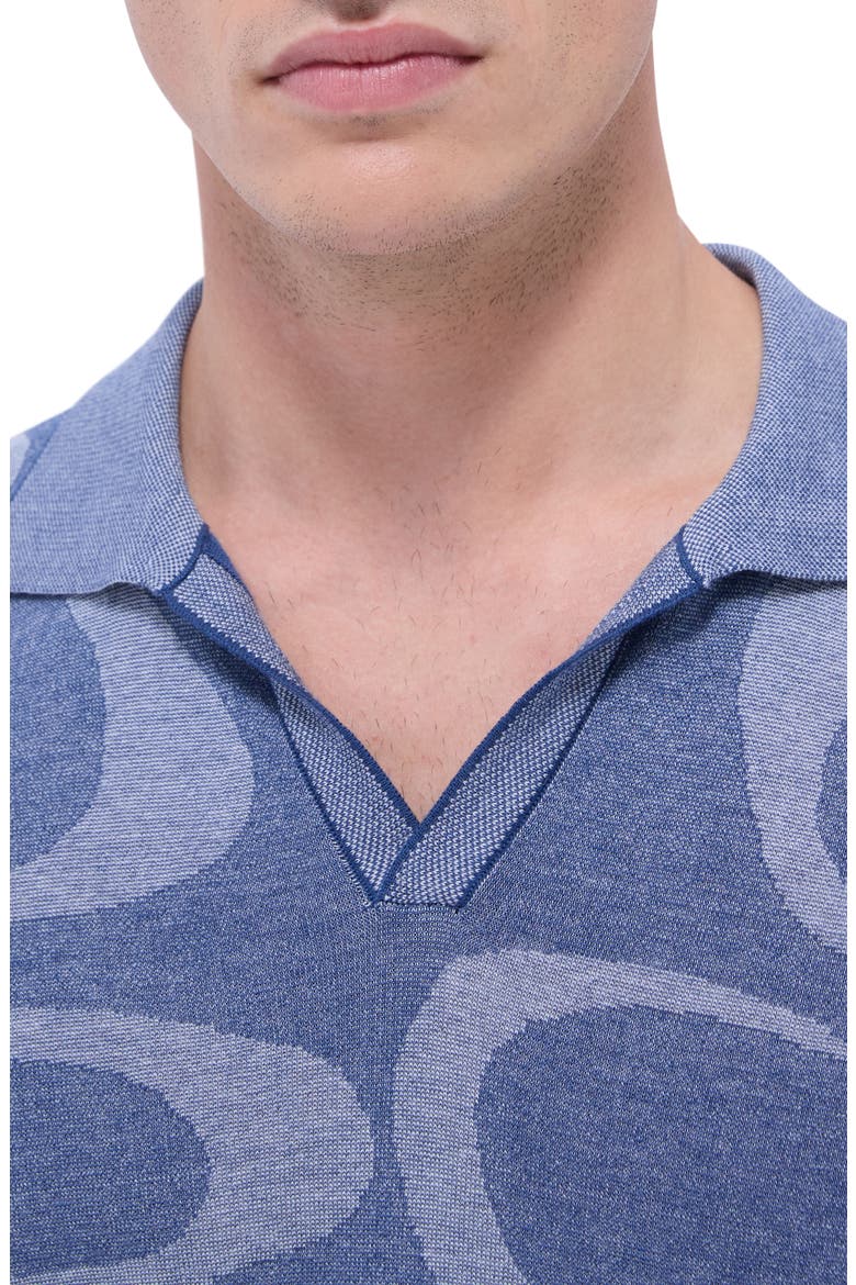 Johnny Collar Cotton & Silk Polo Sweater, Alternate, color, INDIGO