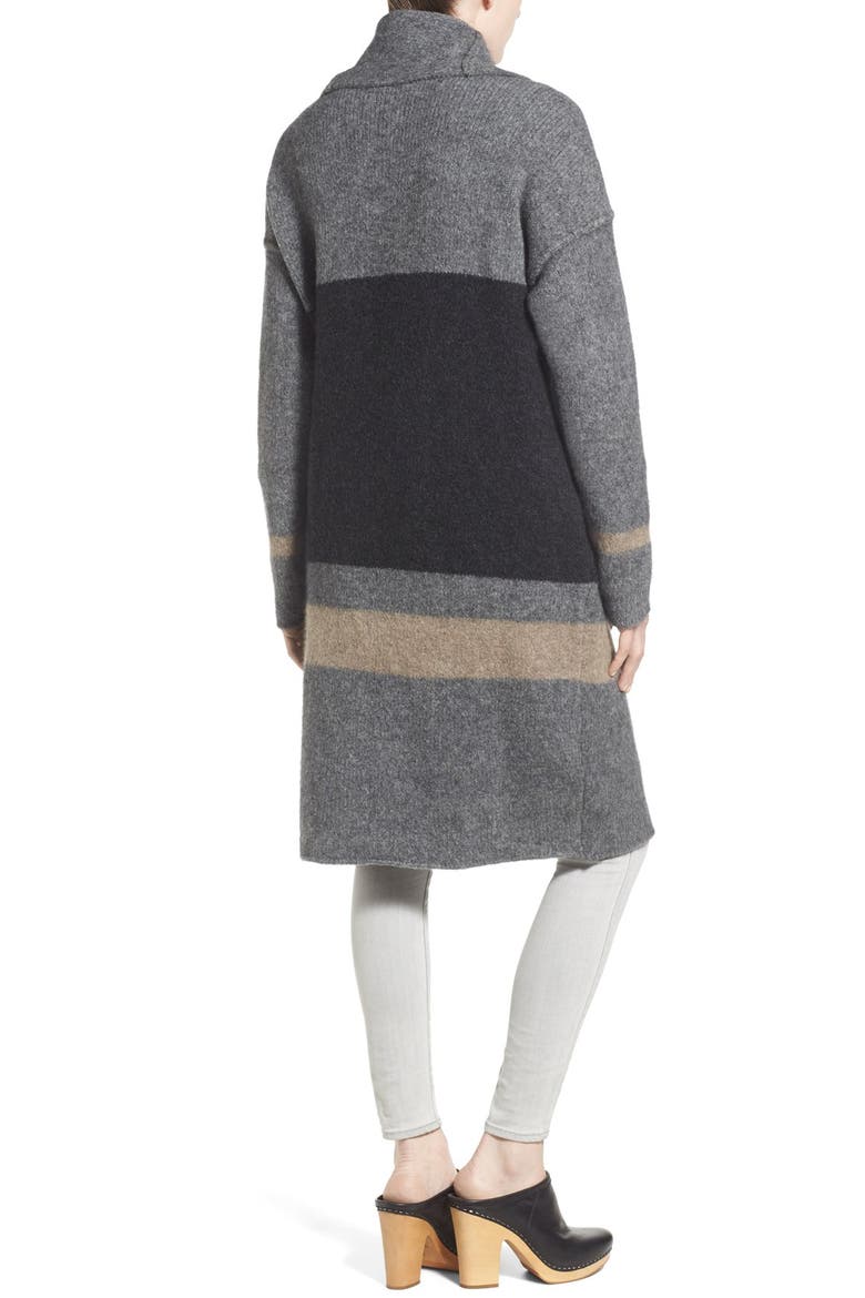 Stripe Blanket Coat, Alternate, color, FLANNEL/ CHARCOAL