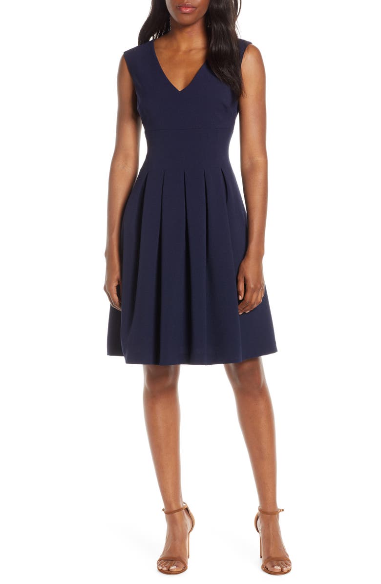 Harper Rose Sleeveless Crepe Fit & Flare Dress, Main, color, 