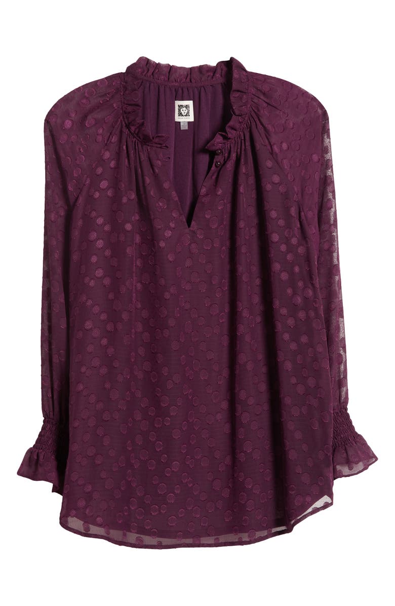 Anne Klein Ruffle Chiffon Top, Alternate, color, Deep Plum