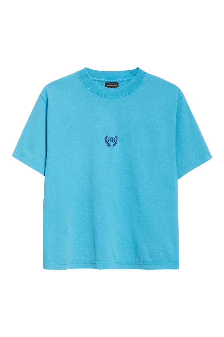 Laurel Embroidered Boxy Dry Jersey T-Shirt, Alternate, color, AZURE/ NAVY