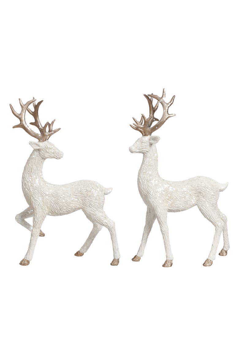 Elegant Sparkling Deer, Set of 2, Main, color, White