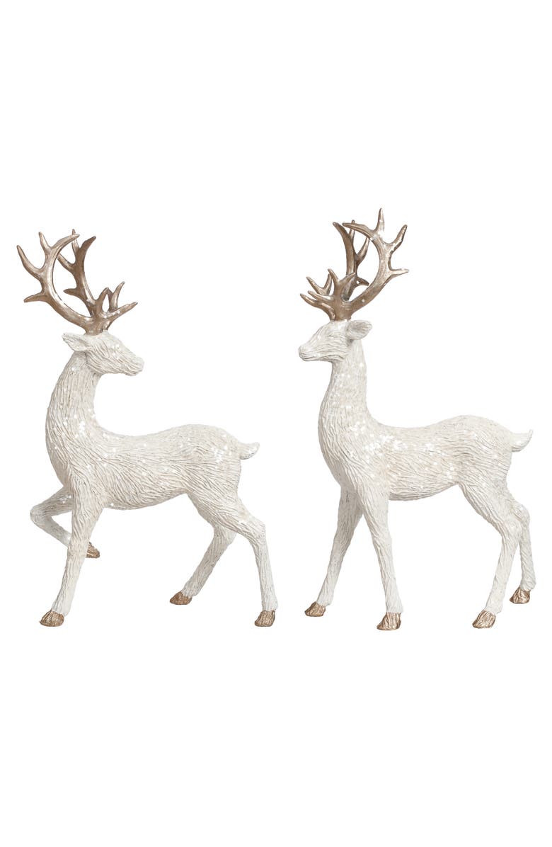 Mark Roberts Elegant Sparkling Deer, Set of 2, Main, color, White