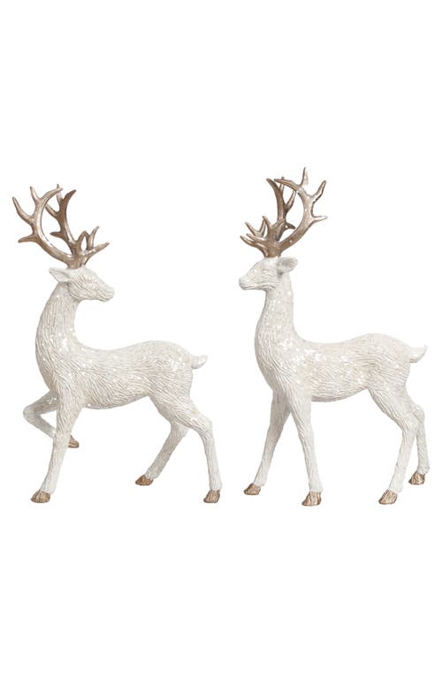 Mark Roberts Elegant Sparkling Deer, Set Of 2 In White