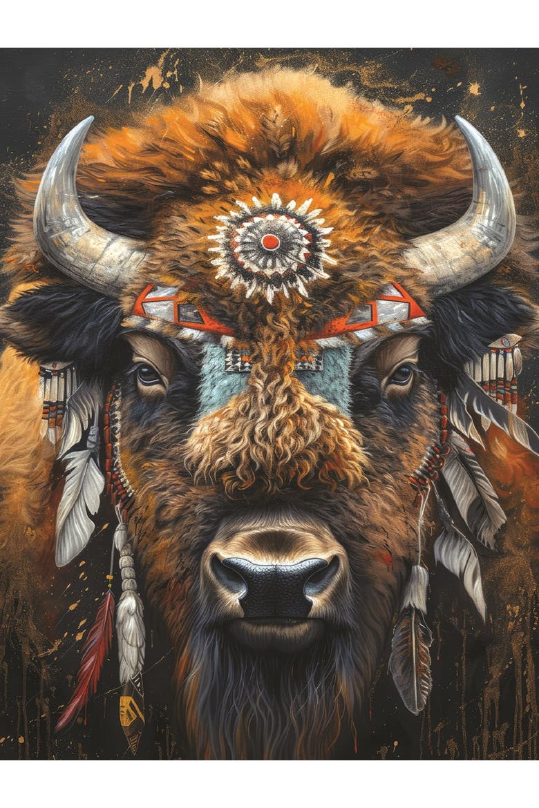 Native American Bison 500 piece Jigsaw Puzzle for Adults, Alternate, color, Multicolor