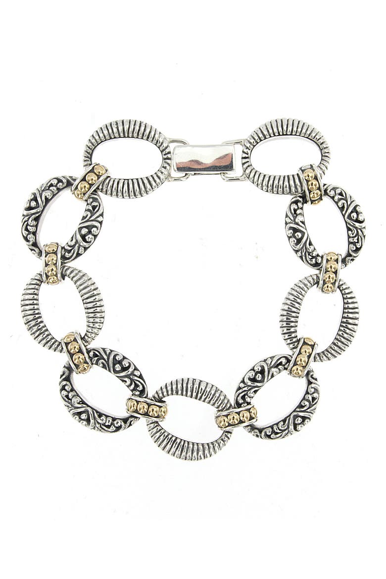 Oval Filigree Chain Link Bracelet, Main, color, SILVER AND GOLD