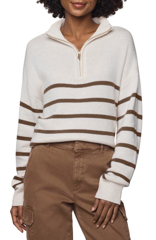 Splendid Georgie Stripe Oversize Quarter Zip Sweater In White