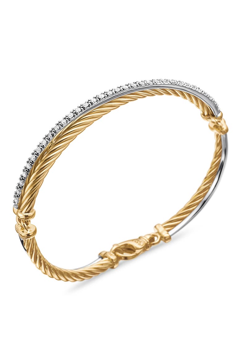 'Crossover' Bracelet with Diamonds in Gold, Alternate, color, DIAMOND