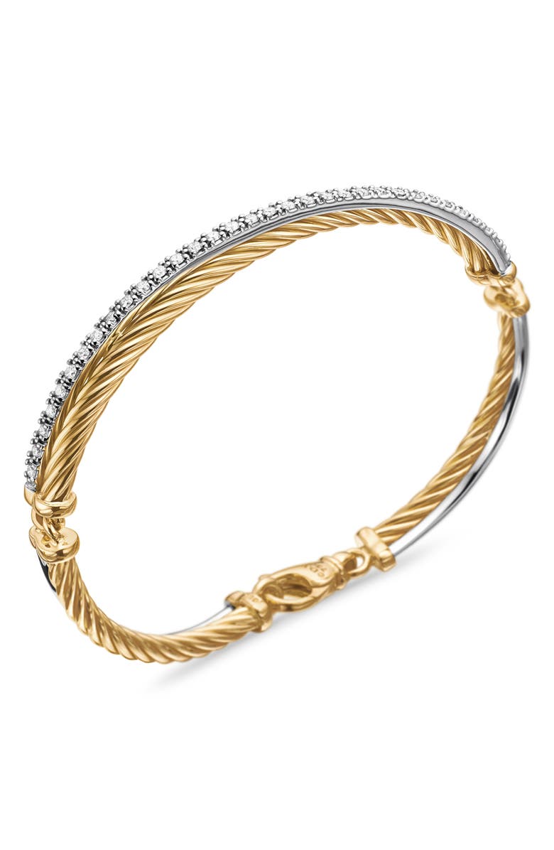 David Yurman 'Crossover' Bracelet with Diamonds in Gold, Alternate, color, 
