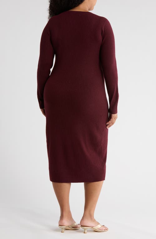 Nordstrom Rack Ribbed Long Sleeve Sweater Dress In Brown